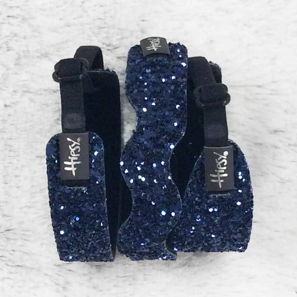 Hipsy Handmade Adjustable Navy Blue Skinny Wave or Wide Bling Glitter Bracelet